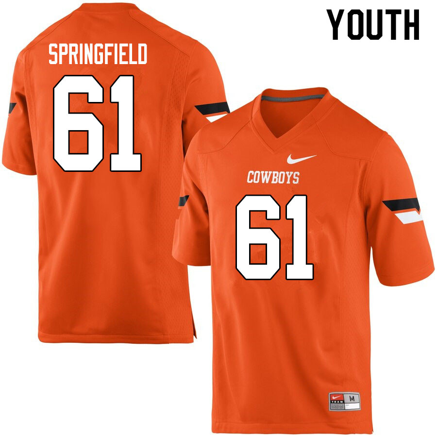Youth #61 Jake Springfield Oklahoma State Cowboys College Football Jerseys Sale-Orange - Click Image to Close